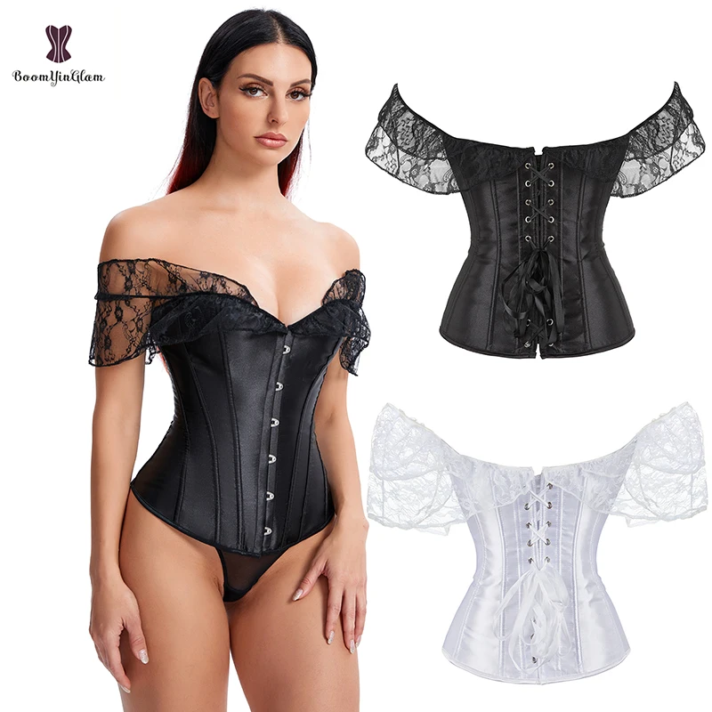 White Black Women Outwear Fitness Shapers Overbust Gorset Floral Lace Seelves Corset Top Bustier With G Panties
White Black Women Outwear Fitness Shapers Overbust Gorset Floral Lace Seelves Corset Top Bustier With G Panties