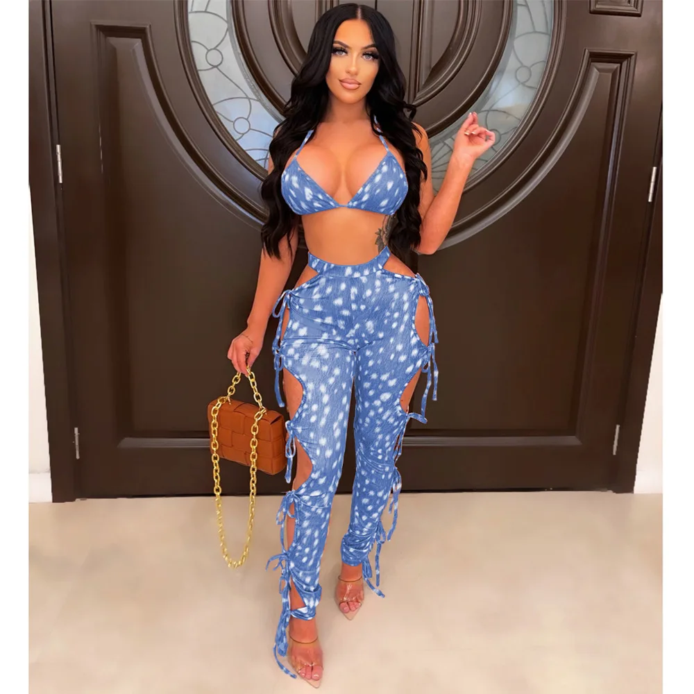 Wishyear 2022 Sexy 2 Piece Sets Womens Pants Suit Fashion Print Tied Side Leggings Set Wholesale Items for Business
Wishyear 2022 Sexy 2 Piece Sets Womens Pants Suit Fashion Print Tied Side Leggings Set Wholesale Items for Business