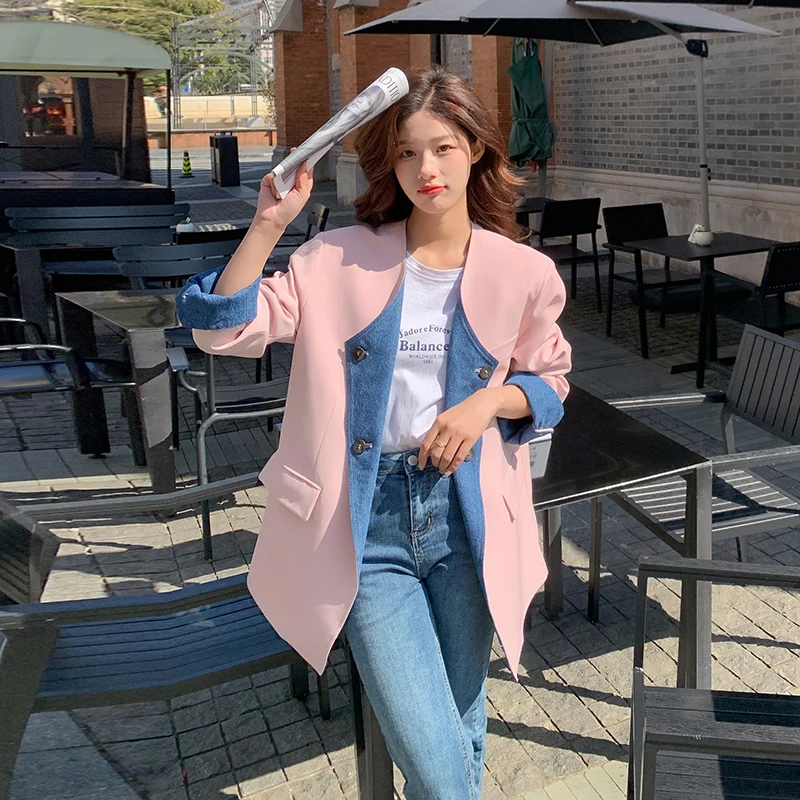 Denim Spliced Korean Style Blazer Jacket 2023 Spring Autumn Women Elegant Fashion Loose Casual Suit Coat Outerwear Lady 9010
Denim Spliced Korean Style Blazer Jacket 2023 Spring Autumn Women Elegant Fashion Loose Casual Suit Coat Outerwear Lady 9010