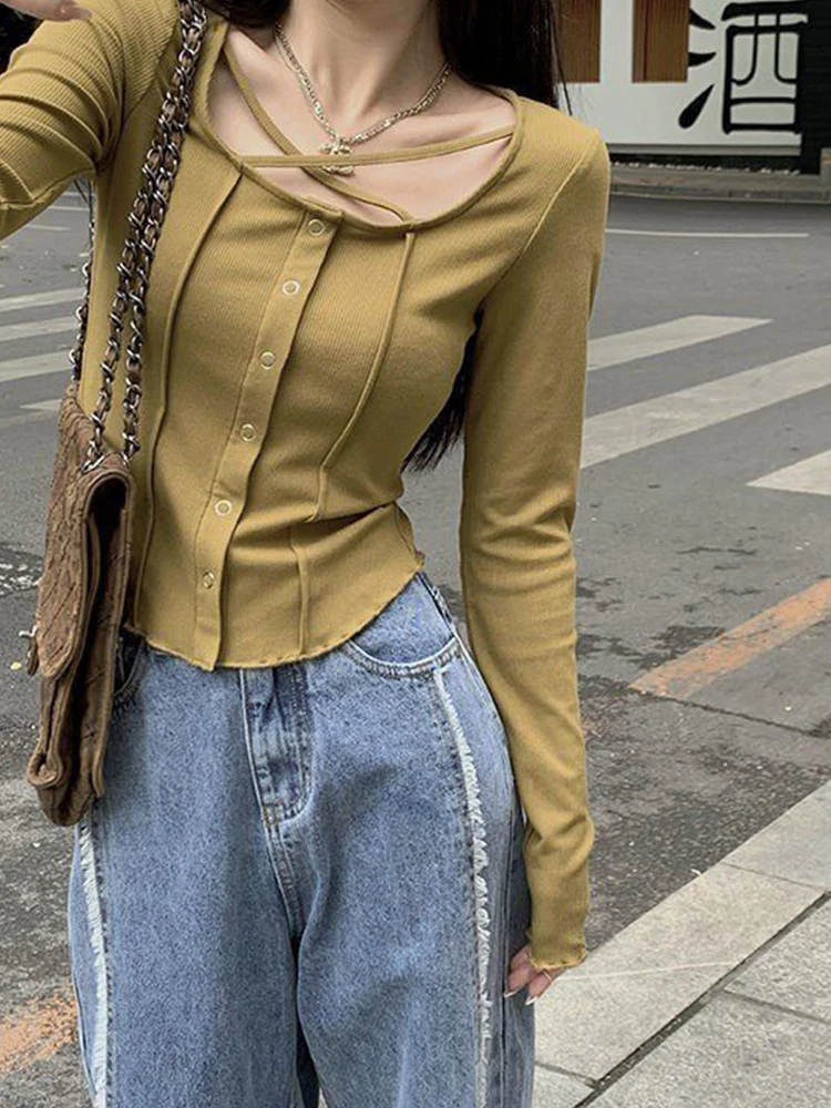 Kalevest Y2K Streetwear Pulovers Tops Grey Vintage Clothes Women T-Shirts Bright Long Sleeve Tees Luxury Clothes Lace Up Tees
Kalevest Y2K Streetwear Pulovers Tops Grey Vintage Clothes Women T-Shirts Bright Long Sleeve Tees Luxury Clothes Lace Up Tees