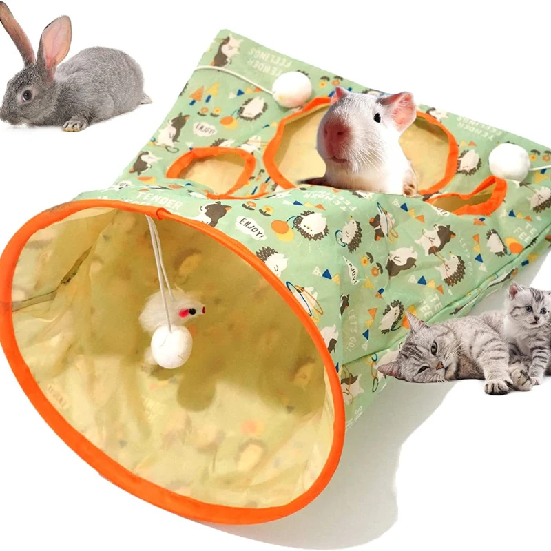 

With Ball Cats Tunnel Bag Pet Cat Toys Play Tube Kitty Training Interactive Playing Fun Toy Dangling Mouse Crinkle Sounds Tunnel