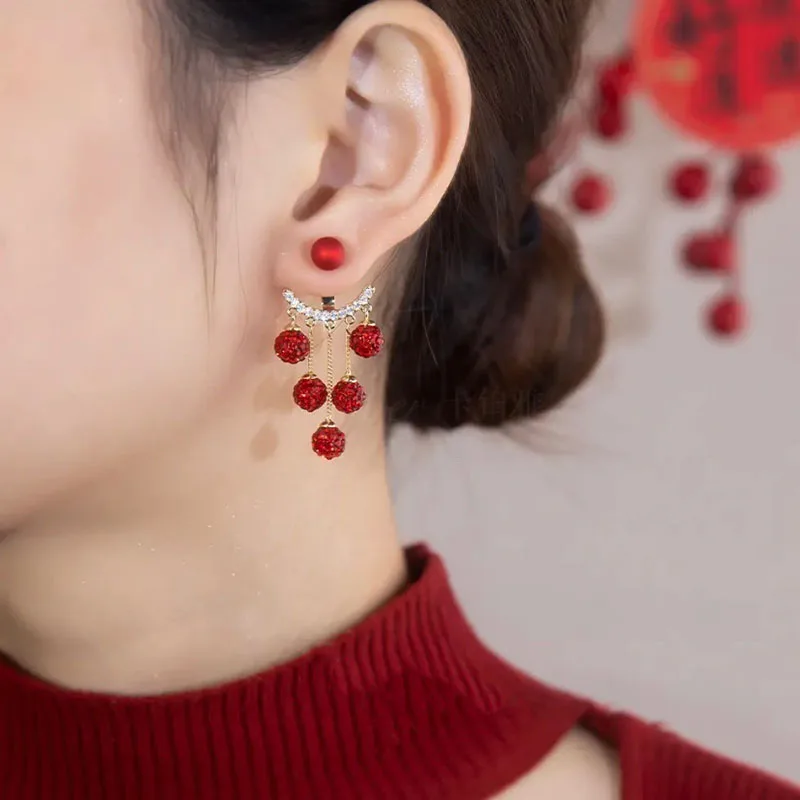 Flush Bead Rhinestone Ball Tassel Earrings Silver Needle Fashion Red Long Earrings For Women
Flush Bead Rhinestone Ball Tassel Earrings Silver Needle Fashion Red Long Earrings For Women