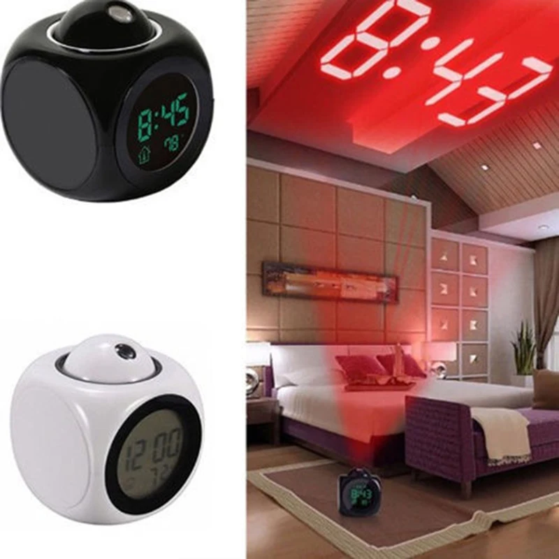 

Цифровой будильник D2, светодиодный проектор, настольные часы с термометром, отображением времени, даты, календарем, USB-зарядкой