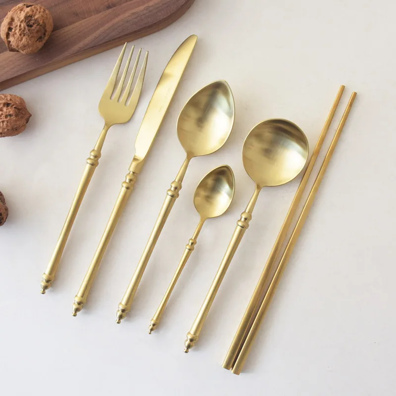 Chinese Wand Lot Knife Fork And Spoon 304 Stainless Steel Small Bamboo Pot Inspired Design Golden Western Tableware Steak Knife
Chinese Wand Lot Knife Fork And Spoon 304 Stainless Steel Small Bamboo Pot Inspired Design Golden Western Tableware Steak Knife