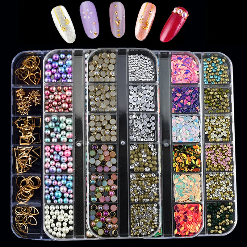 12 Grid Nails Art Accesorios AB Clear Rhinestones 3D Glitter Gems Pearl DIY Manicure Decoration Nail Supplies for Professionals
12 Grid Nails Art Accesorios AB Clear Rhinestones 3D Glitter Gems Pearl DIY Manicure Decoration Nail Supplies for Professionals