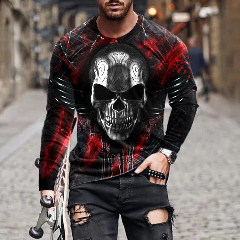 Autumn 3D Skull Print Round Neck Long Sleeve Funny Casual Vintage Pullover Unisex Street Hip Hop Style y2k Men's O-Neck T-shirt
Autumn 3D Skull Print Round Neck Long Sleeve Funny Casual Vintage Pullover Unisex Street Hip Hop Style y2k Men's O-Neck T-shirt