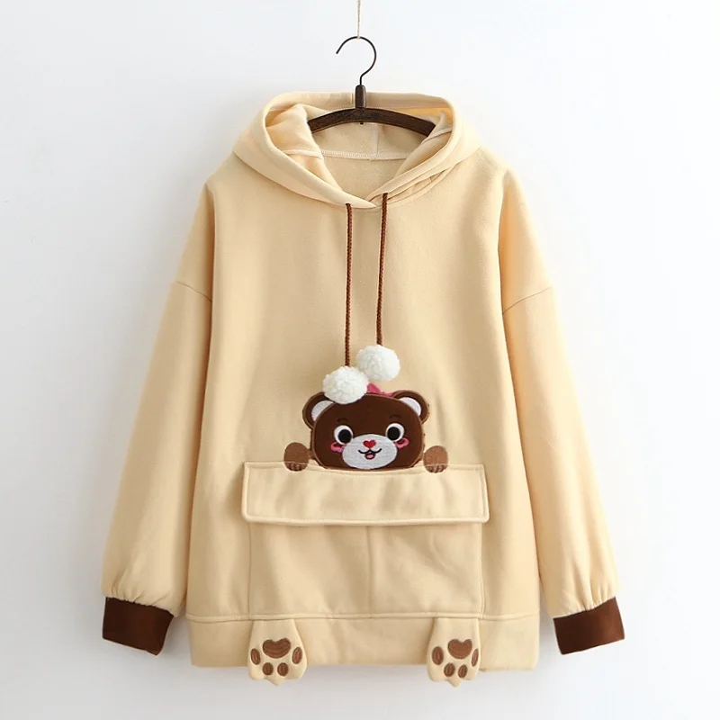 Autumn Hoodies Women's Wear Cute Sister Bear Loose Long Sleeve Hooded Ears Plush Sweatshirt Female Student Kawaii Wear Kpop 
Autumn Hoodies Women's Wear Cute Sister Bear Loose Long Sleeve Hooded Ears Plush Sweatshirt Female Student Kawaii Wear Kpop