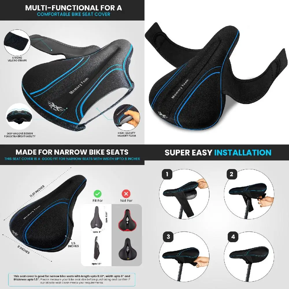 Cycling "Ideal Non-Slip Ultra-Soft Memory Foam Padded Saddle Cover for Men, Women, Mountain Bike, Indoor & Outdoor Cycling | Max
Cycling "Ideal Non-Slip Ultra-Soft Memory Foam Padded Saddle Cover for Men, Women, Mountain Bike, Indoor & Outdoor Cycling | Max