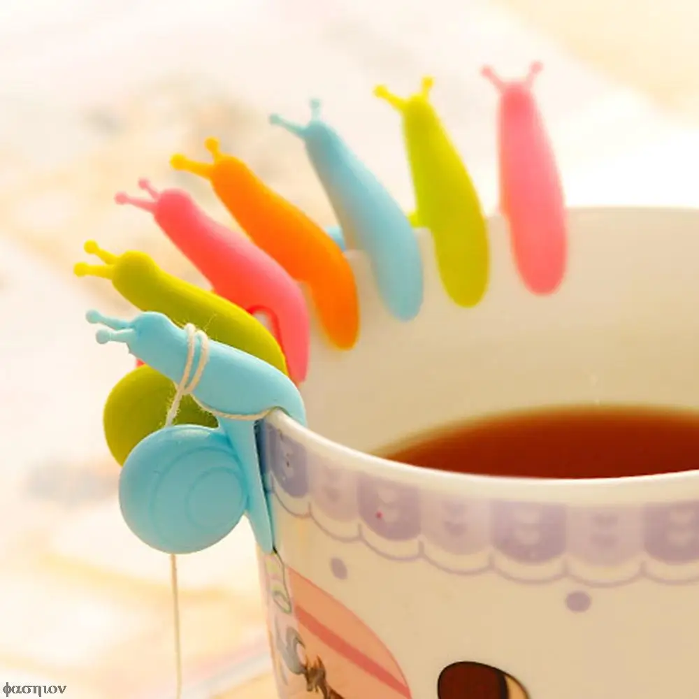 

6pcs/ Lot Small Snail Recognizer Device Tea Infuser Cup Of Tea Hanging Bag Cooking Tools Color Random