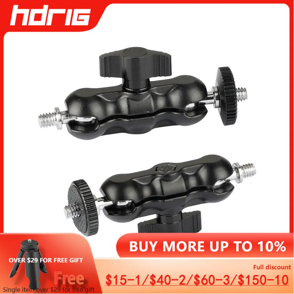 HDRIG Ball Head Versatile 1/4"-20 Mini Ball Head Extension Arm Black / Red Knob (2 Pieces) 
HDRIG Ball Head Versatile 1/4"-20 Mini Ball Head Extension Arm Black / Red Knob (2 Pieces)