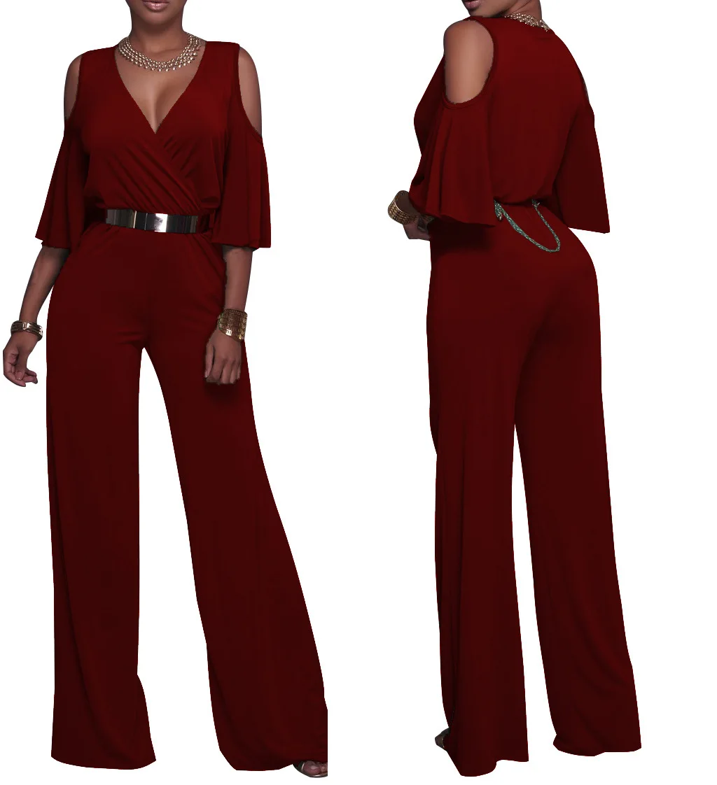 Женский свободный комбинезон с открытыми плечами и глубоким V-образным вырезом
Женский свободный комбинезон с открытыми плечами и глубоким V-образным вырезом