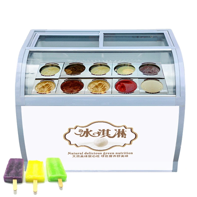 

Commercial Ice Cream Display Cabinet For Cold Drink Shops Popsicle Showcase Stainless Steel Ice Porridge Freezer