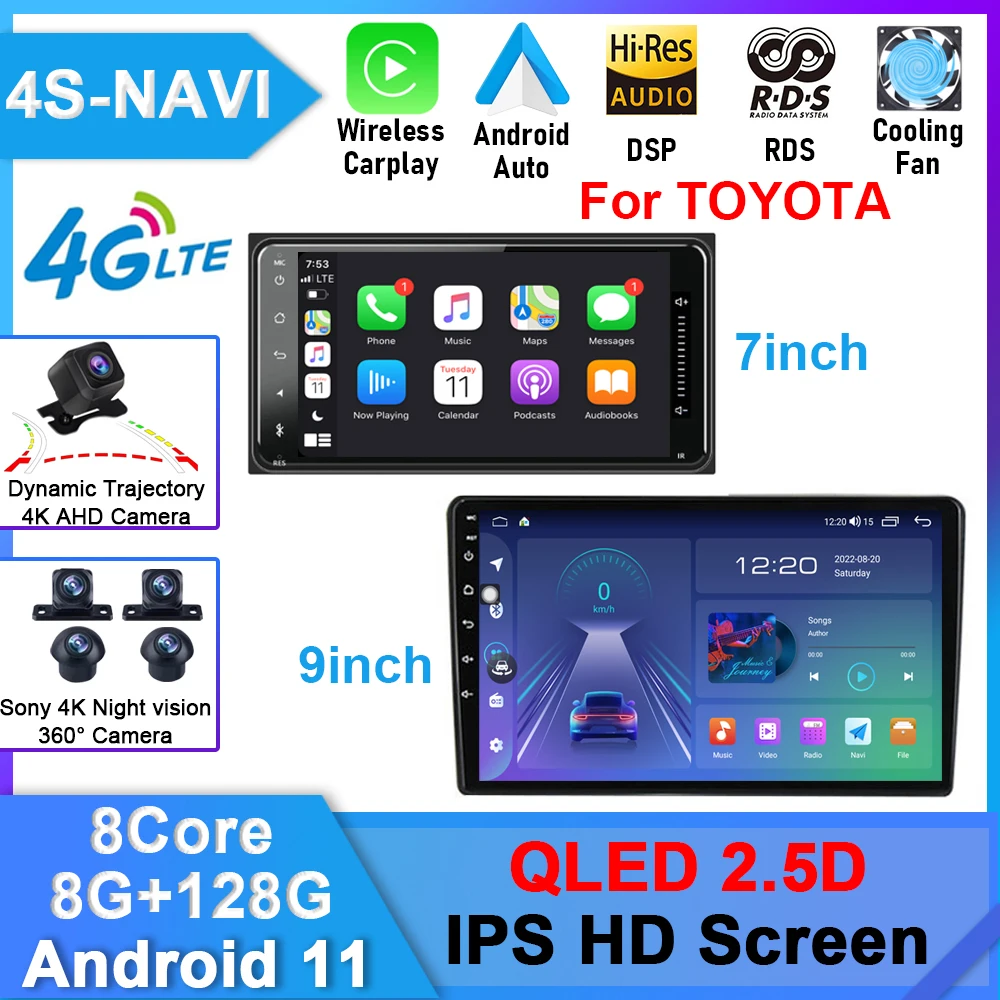 

2 din Android 12 Universal For Toyota VIOS CROWN CAMRY HIACE PREVIA COROLLA RAV4 Car Multimedia Radio Player CarPlay 2Din Stereo