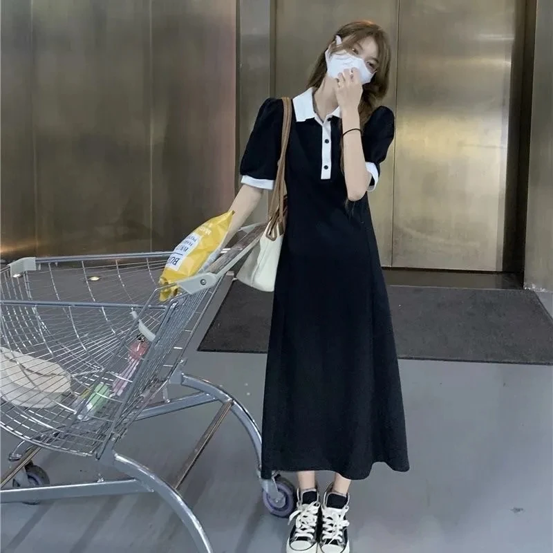 Polo One Pieces Korea Contrast Color Dresses For Women 2022 Summer Elegant Short Sleeve Long Dress Sundress Vestidos Loose Robe
Polo One Pieces Korea Contrast Color Dresses For Women 2022 Summer Elegant Short Sleeve Long Dress Sundress Vestidos Loose Robe