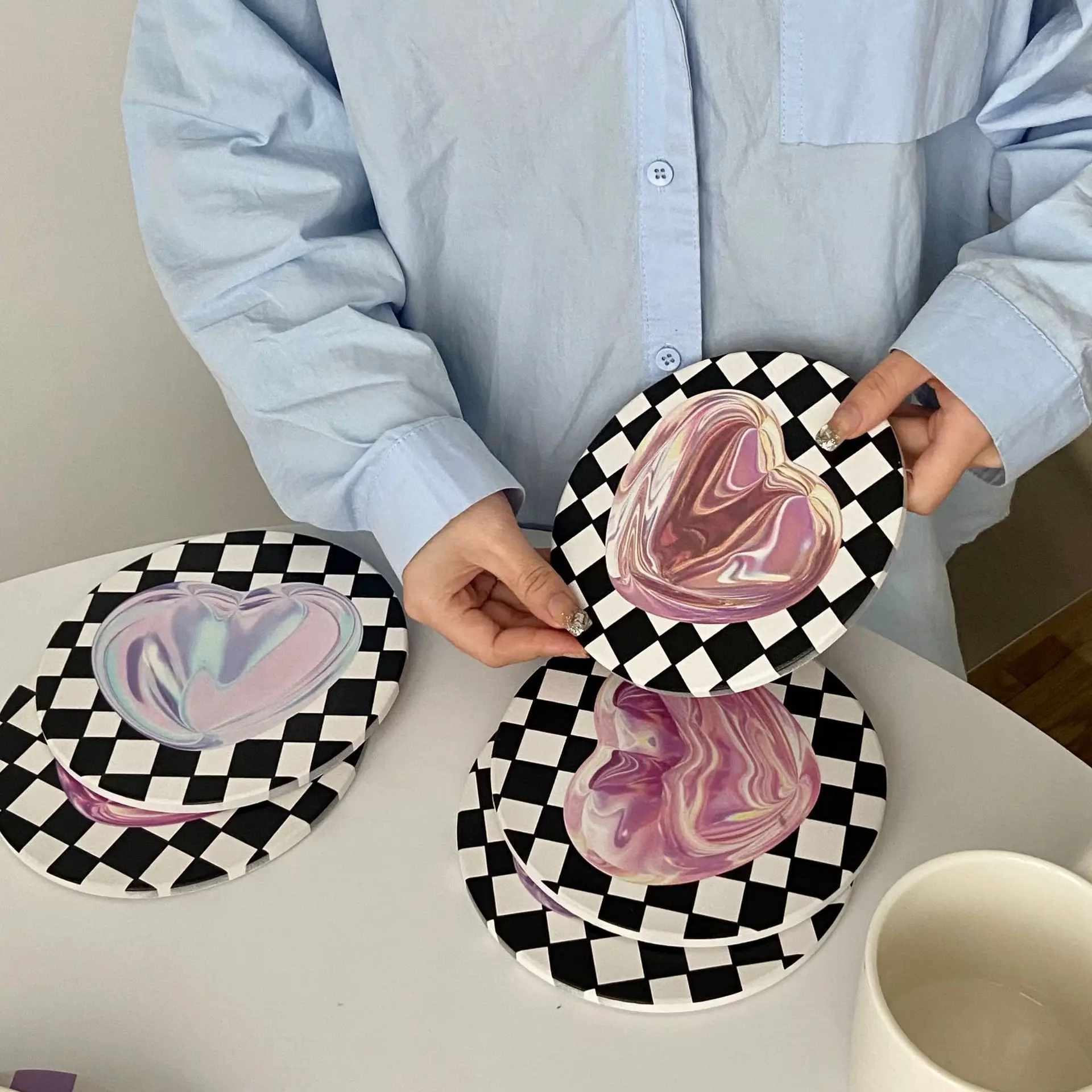 Nordic Ins Ceramic Coasters Checkerboard Love Absorbent Pot Mat Ceramic Absorbent Coasters Scratch-proof Table Large Size Pad
Nordic Ins Ceramic Coasters Checkerboard Love Absorbent Pot Mat Ceramic Absorbent Coasters Scratch-proof Table Large Size Pad