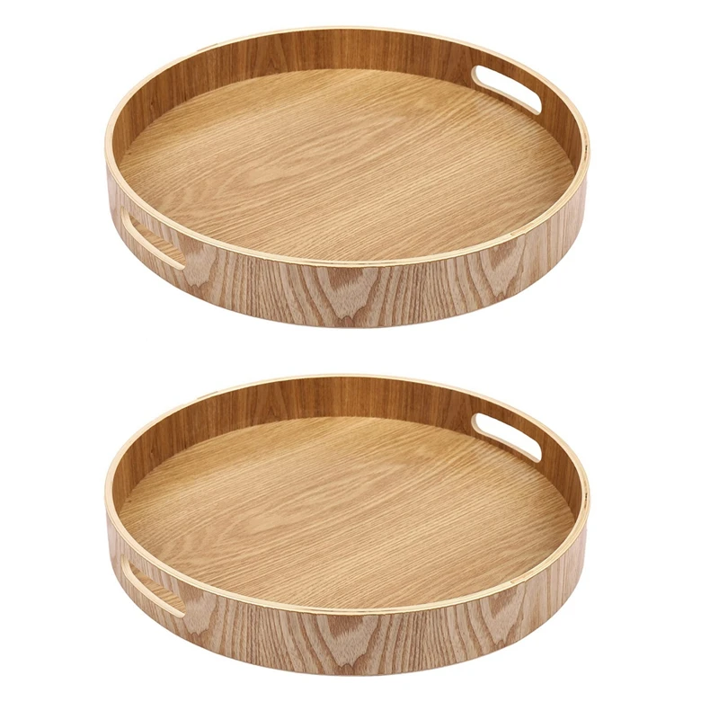 2X Round Serving Bamboo Wooden Tray For Dinner Trays Tea Bar Breakfast Food Container Handle Storage Tray 3
2X Round Serving Bamboo Wooden Tray For Dinner Trays Tea Bar Breakfast Food Container Handle Storage Tray 3