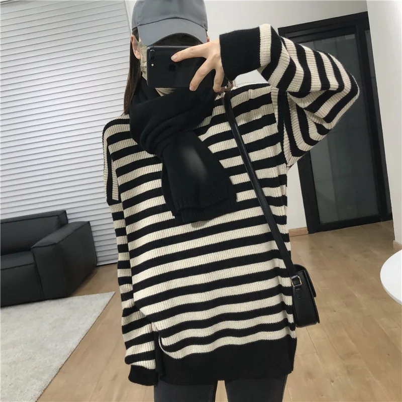 Vintage striped pullover sweater women's fall/winter new lazy knit undershirt
Vintage striped pullover sweater women's fall/winter new lazy knit undershirt