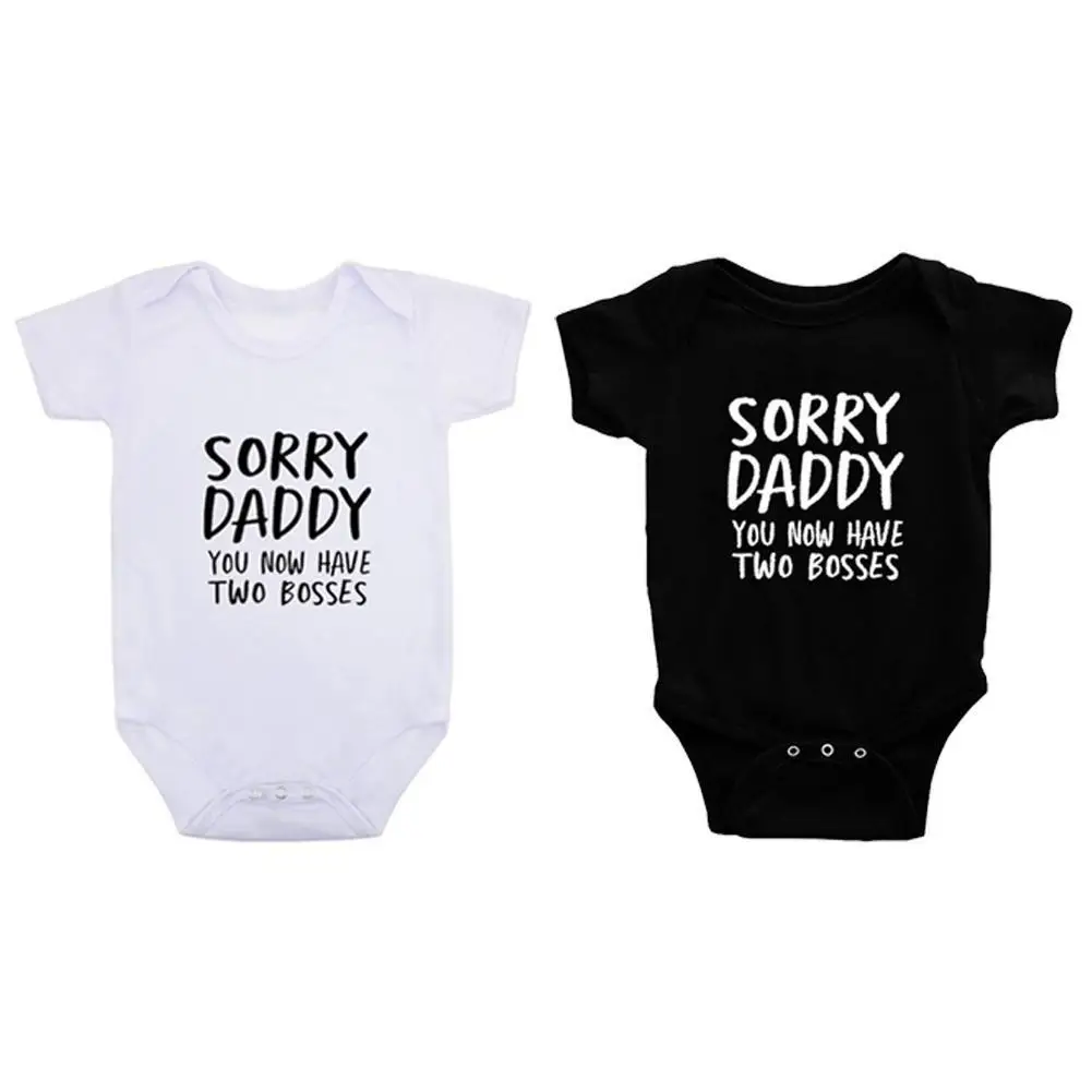 0-24M Sorry Daddy You Know Have Two Bosses Print Funny Baby Cotton Romper Infant Bebe Boy Girl Short Sleeve Jumpsuit
0-24M Sorry Daddy You Know Have Two Bosses Print Funny Baby Cotton Romper Infant Bebe Boy Girl Short Sleeve Jumpsuit