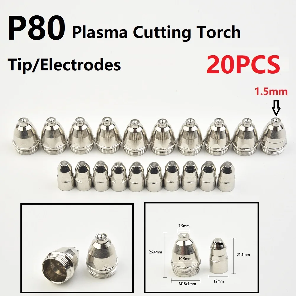 20pcs P80 Plasma Cutting Torchs Consumable Cutting 60A 80A 100A P80 CNC Plasma Torch Tip Electrode Nozzle
20pcs P80 Plasma Cutting Torchs Consumable Cutting 60A 80A 100A P80 CNC Plasma Torch Tip Electrode Nozzle