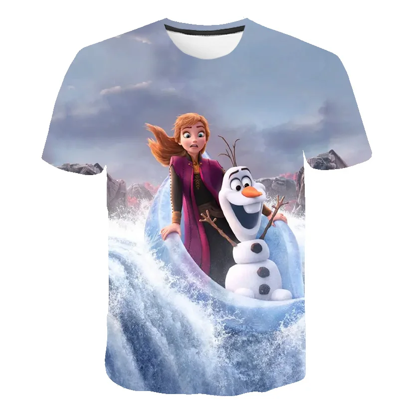 

New Elsa Frozen Kids Clothes T Shirts Disney T-Shirts Children Cartoons Kawaii Fashion Anime Tops Boy Girl Outfits Tee Shirt