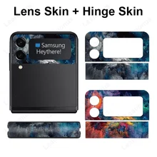 2 in 1 Lens   Hinge Skin for Samsung Galaxy Z Flip 4 3 Camera Protector Film Cover Flip4 Flip3 5G 3M Wrap Colorful Matte Sticker