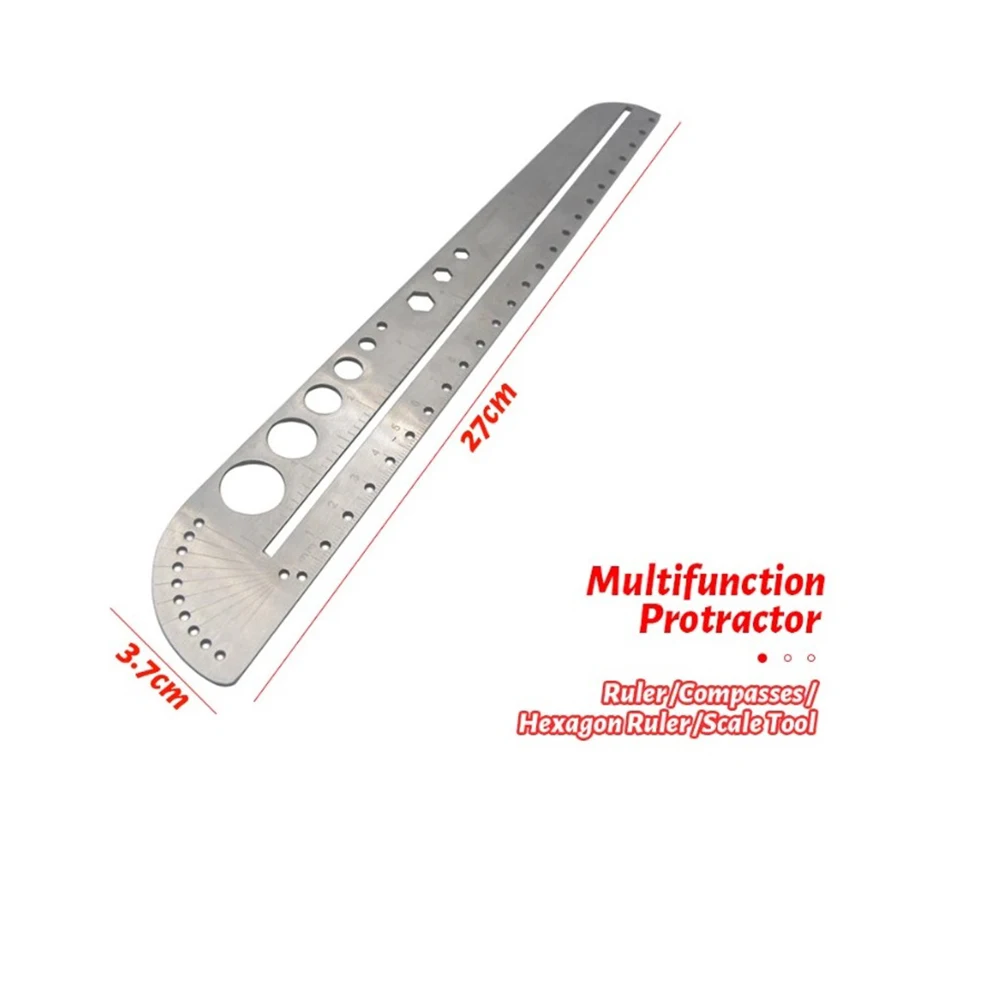 Stainless Steel Angle Ruler 3.7x27CM Protractors Large Multifunction Scale Draw Circle Hex Straight Ruler Measuring Gauging
Stainless Steel Angle Ruler 3.7x27CM Protractors Large Multifunction Scale Draw Circle Hex Straight Ruler Measuring Gauging