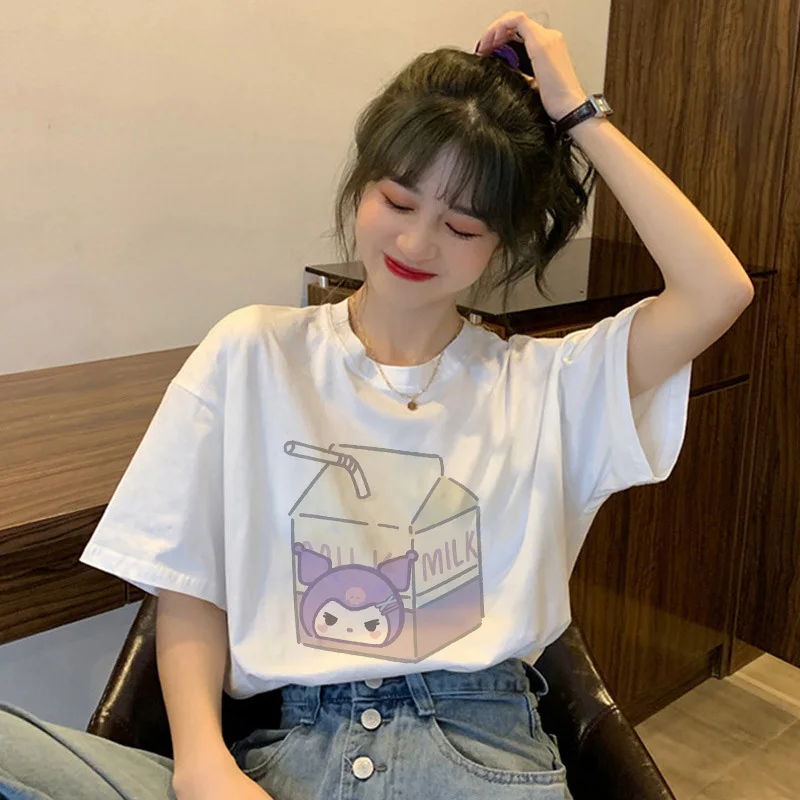 Women Sanrio Cotton Y2K T-shirts hello Kitty Cinnamoroll Kuromi Casual Clothes Kawaii milk Cartoons Tee Shirt Couple Streetwear
Women Sanrio Cotton Y2K T-shirts hello Kitty Cinnamoroll Kuromi Casual Clothes Kawaii milk Cartoons Tee Shirt Couple Streetwear