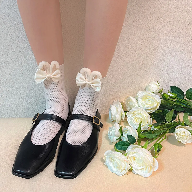 SP&CITY Unique Design Cute Rabbit Ear Bow Short Socks Women's College Style Thin Lace Socks Breathable Hollow Out Cotton Sock
SP&CITY Unique Design Cute Rabbit Ear Bow Short Socks Women's College Style Thin Lace Socks Breathable Hollow Out Cotton Sock