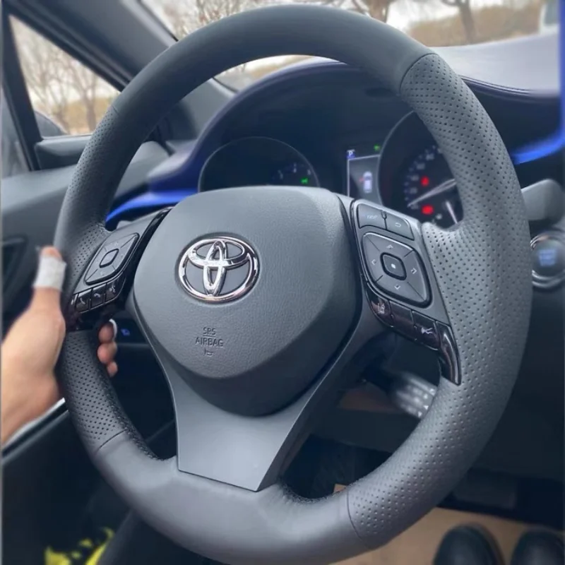 

DIY Leather Hand Sewn Car Steering Wheel Cover for Toyota CHR IZOA 2018-21