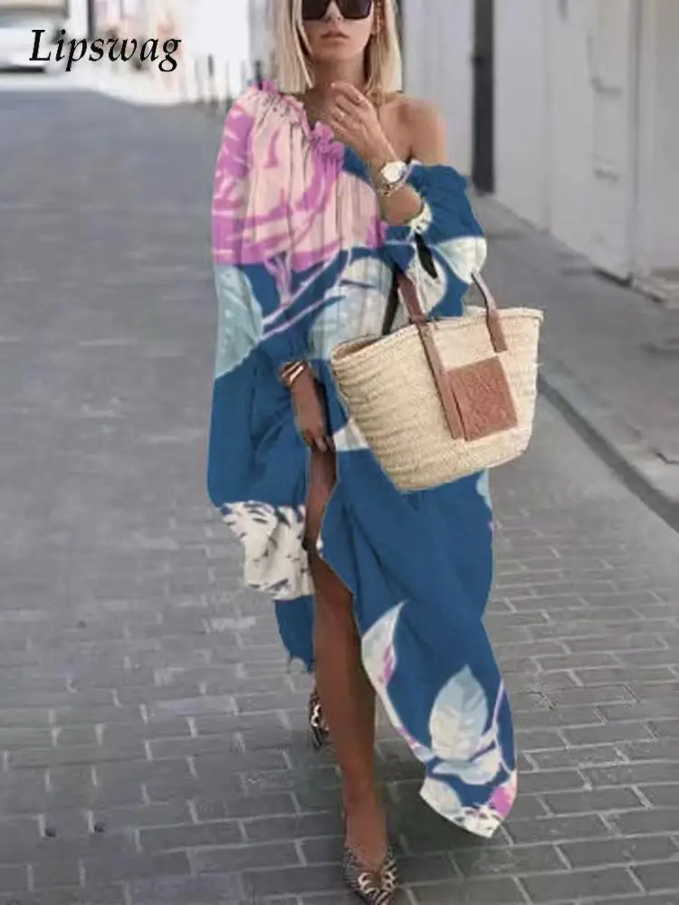 Elegant Women Loose Long Beach Dresses Fashion Long Sleeve Ruffle Skew Collar Boho Print Dress Female Spring Casual Maxi Dress
Elegant Women Loose Long Beach Dresses Fashion Long Sleeve Ruffle Skew Collar Boho Print Dress Female Spring Casual Maxi Dress
