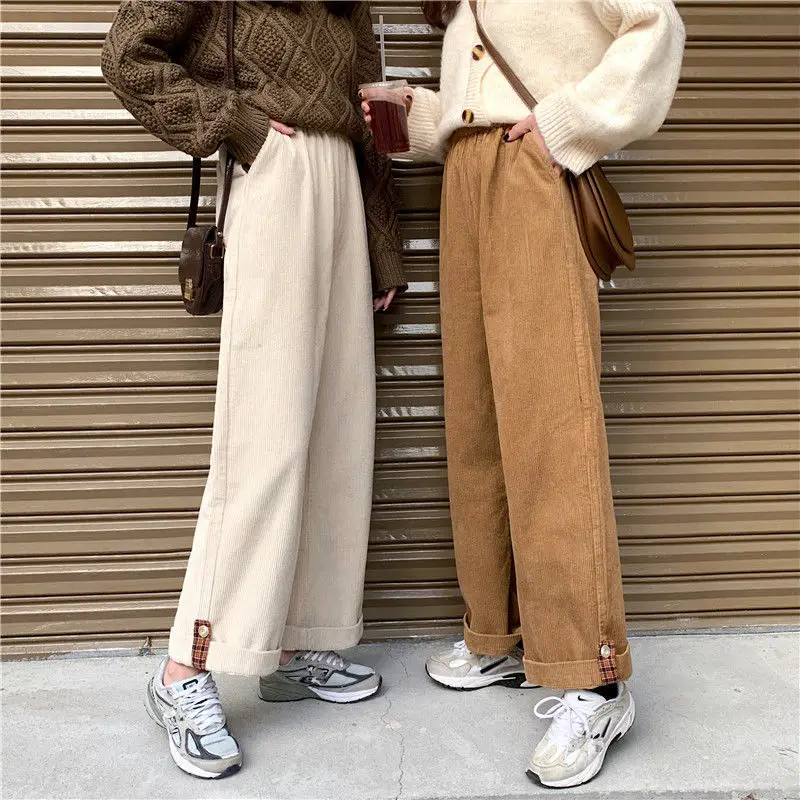 Brown Corduroy Wide Leg Pants Wome Plus Velvet Korean Beige Trousers for Female Oversize High Waist Autumn 2021 Loose Harajuku
Brown Corduroy Wide Leg Pants Wome Plus Velvet Korean Beige Trousers for Female Oversize High Waist Autumn 2021 Loose Harajuku