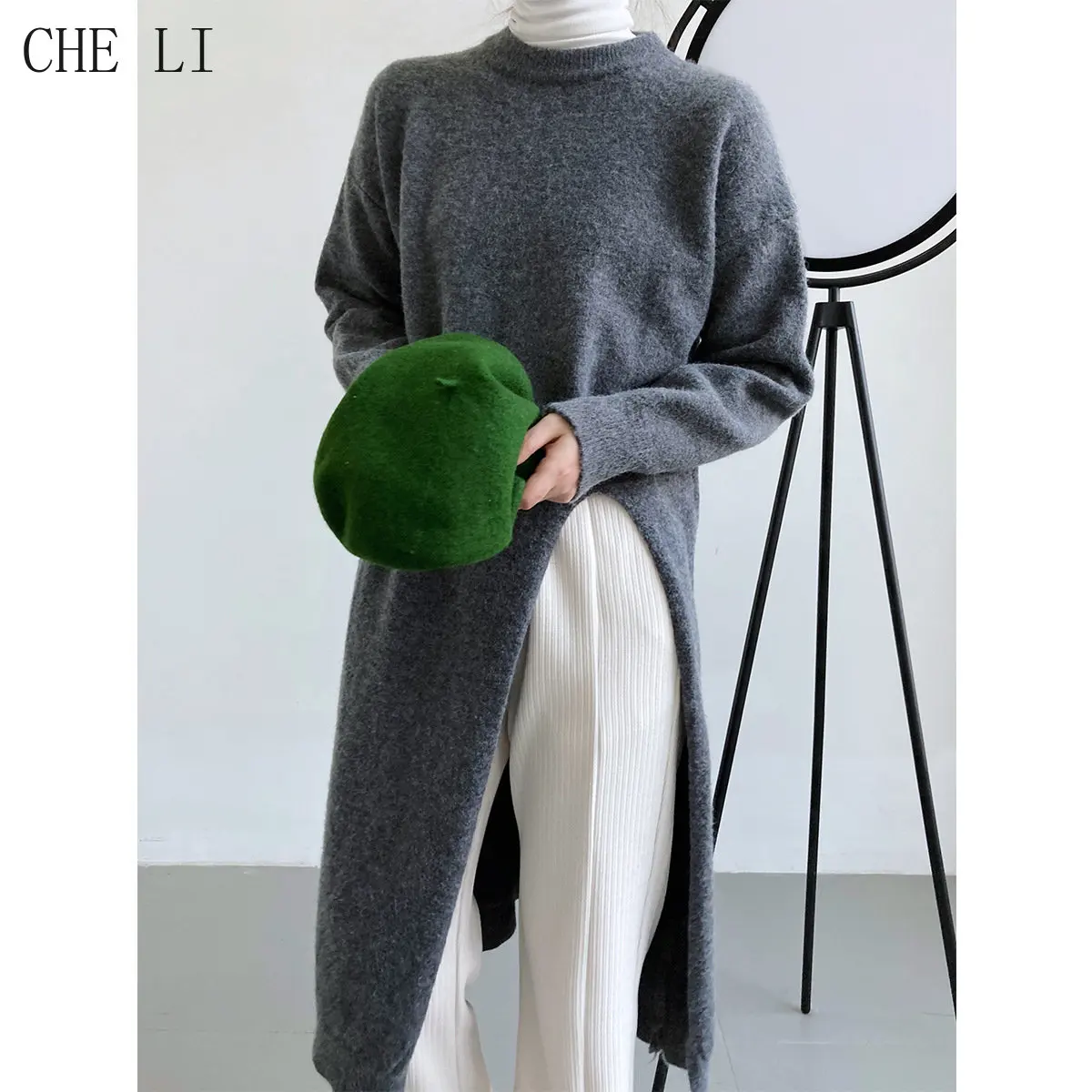 High Street Long Sweater Dress Women's Clothes Casual Slit Knit Pullover Ladies Korean Fashion Solid Color Autumn Winter Sweater
High Street Long Sweater Dress Women's Clothes Casual Slit Knit Pullover Ladies Korean Fashion Solid Color Autumn Winter Sweater