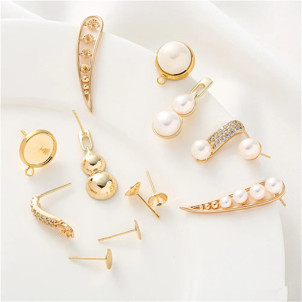 14K gold zirconia arc pea-shaped earrings gourd earrings flat bowl-shaped earrings accessories DIY materials
14K gold zirconia arc pea-shaped earrings gourd earrings flat bowl-shaped earrings accessories DIY materials