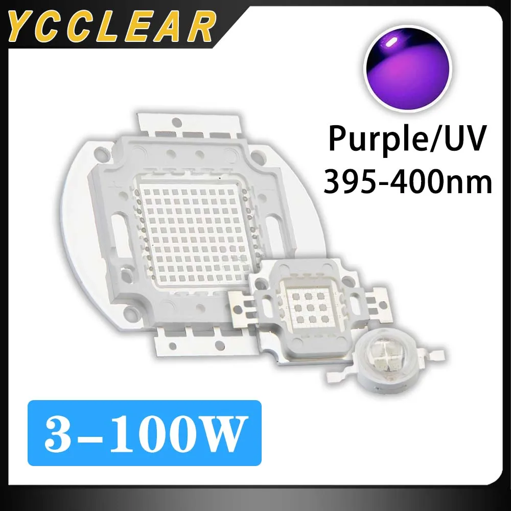 

UV Purple 395nm 3W 5W 10W 20W 30W 50W 100W 200W 300W 500W LED COB Chip SMD For DIY 100 300 500 W Watt Ultraviolet Lights Lamp