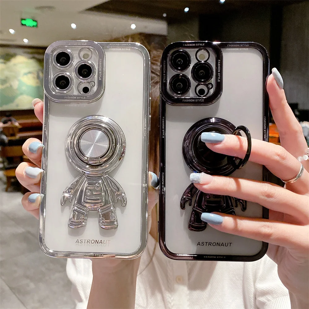USLION Electroplated Ring Stand Astronaut Phone Case For iPhone 13 11 13 Pro Max XS X XR 78 Plus Soft TPU Transparent Cover Capa
USLION Electroplated Ring Stand Astronaut Phone Case For iPhone 13 11 13 Pro Max XS X XR 78 Plus Soft TPU Transparent Cover Capa