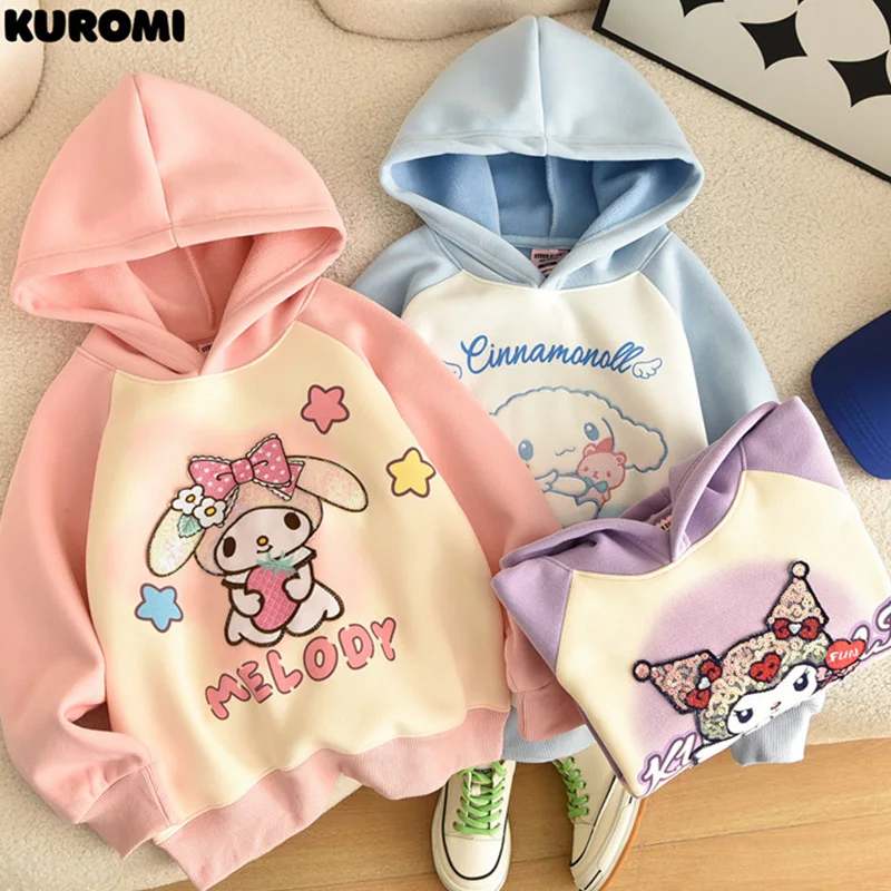 

Толстовка Kawaii Kuromi для девочек Sanrio аниме Cinnamoroll My Melody свитер женский осенний зимний мультяшный милый детский подарок