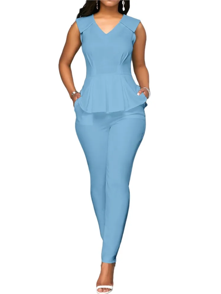 2 Piece Set African Clothes Women Ruffle Splice Tops And Pant Suit Summer New Fashion Solid Elegant African Office Lady Outfits
2 Piece Set African Clothes Women Ruffle Splice Tops And Pant Suit Summer New Fashion Solid Elegant African Office Lady Outfits
