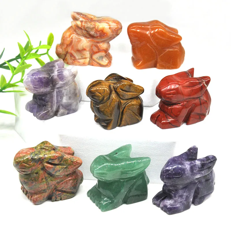 1.5" Rabbit Statue Natural Amethyst Obsidian Rose Quartz Healing Crystal Animal Carved Figurine Lucky Stone Home Decoration
1.5" Rabbit Statue Natural Amethyst Obsidian Rose Quartz Healing Crystal Animal Carved Figurine Lucky Stone Home Decoration