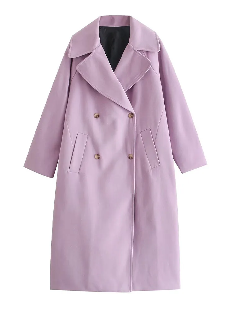 Women 2022 Autumn New Fashion purple long woolen Coat Vintage Long Sleeve Double Breasted Female Outerwear Chic Tops
Women 2022 Autumn New Fashion purple long woolen Coat Vintage Long Sleeve Double Breasted Female Outerwear Chic Tops