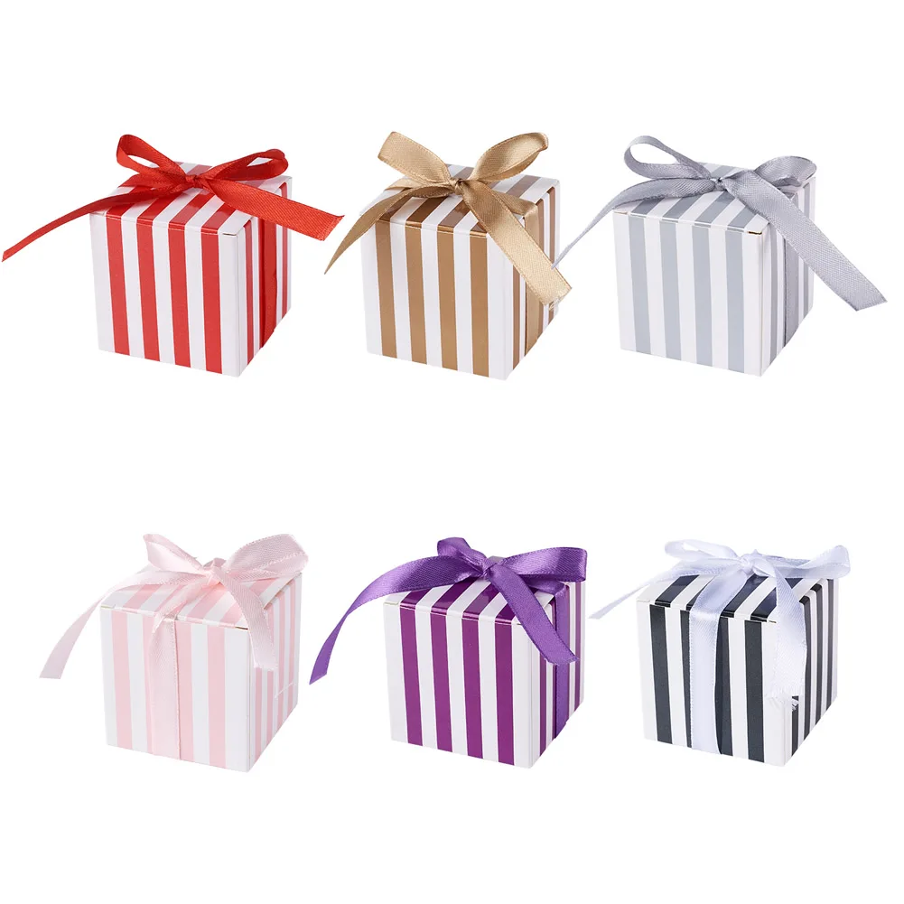 60 Sets Foldable Paper Gift Box Creative Stripe Pattern With Ribbon Decorative Box For Weddings Favors Candy Storage 55x55x55mm
60 Sets Foldable Paper Gift Box Creative Stripe Pattern With Ribbon Decorative Box For Weddings Favors Candy Storage 55x55x55mm