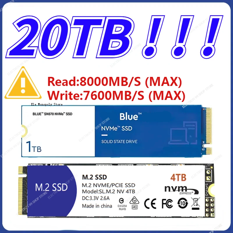 8TB 4tb 2023 Latest Edition Blue SN570 NVMe 2TB 1TB 500GB 250GB SSD PCIe3.0*4 M.2 2280 Internal Solid State Drive For Laptops PC
8TB 4tb 2023 Latest Edition Blue SN570 NVMe 2TB 1TB 500GB 250GB SSD PCIe3.0*4 M.2 2280 Internal Solid State Drive For Laptops PC