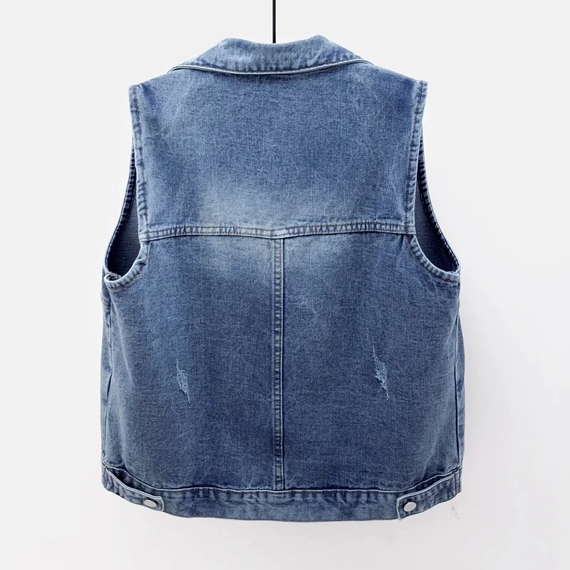 Spring New Korean Fashion Big Pocket Women Waistcoat Blue Frayed Jeans Vest Slim Short Denim Sleeveless Jacket Female
Spring New Korean Fashion Big Pocket Women Waistcoat Blue Frayed Jeans Vest Slim Short Denim Sleeveless Jacket Female