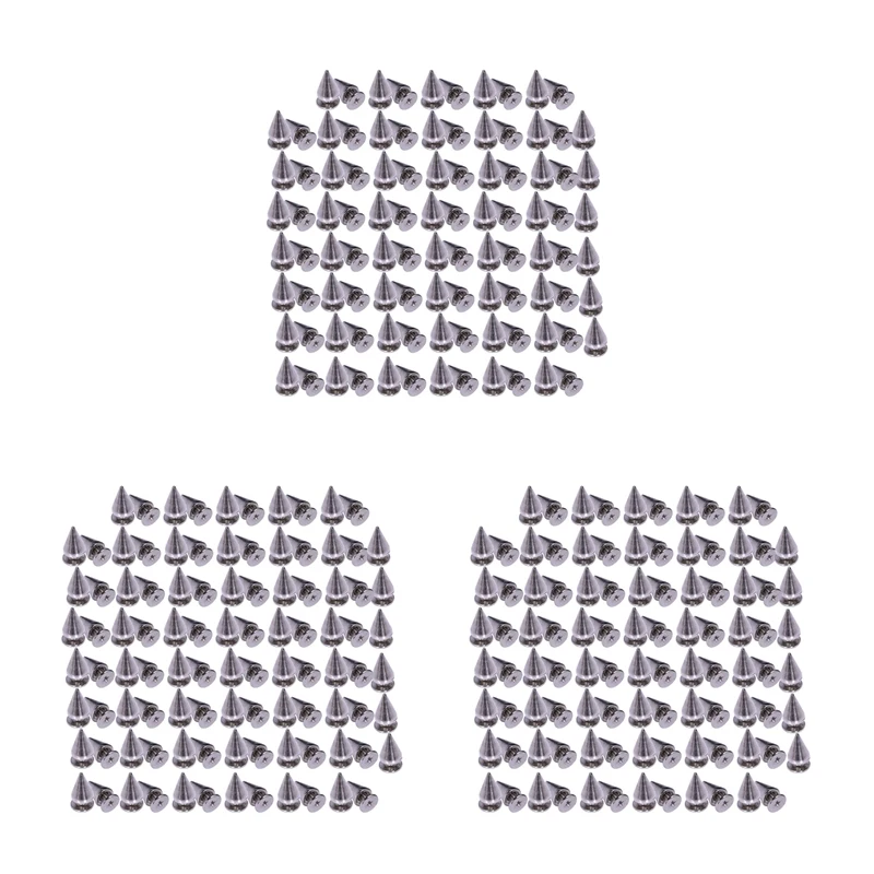 300 шт., серебряные конусные шипы 9,5 мм
300 шт., серебряные конусные шипы 9,5 мм