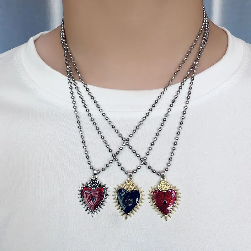 Goth Amulet Evil Eye Necklace for Women Men Punk Gothic Beads Chains Rose Flowers Heart Pendant Necklace Collar Party Jewelry
Goth Amulet Evil Eye Necklace for Women Men Punk Gothic Beads Chains Rose Flowers Heart Pendant Necklace Collar Party Jewelry