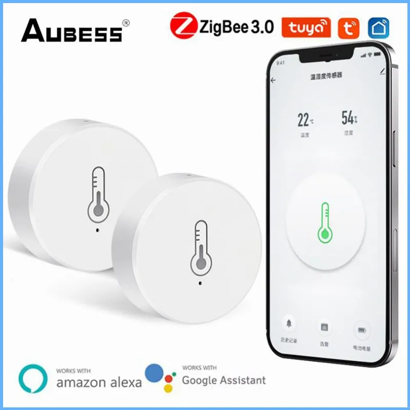 Умный датчик температуры и влажности Tuya ZigBee встроенный аккумулятор приложение