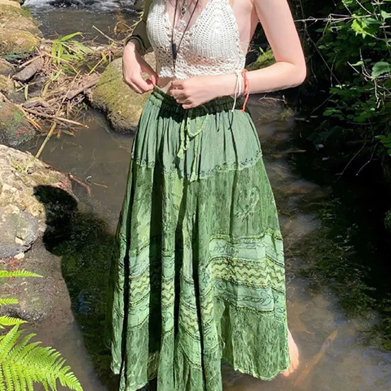 Fashion Women's Skirt Long Elastic High-Waisted Skirt Casual Stitching Loose Floor-Length A-Line New Print Streetwear Green
Fashion Women's Skirt Long Elastic High-Waisted Skirt Casual Stitching Loose Floor-Length A-Line New Print Streetwear Green