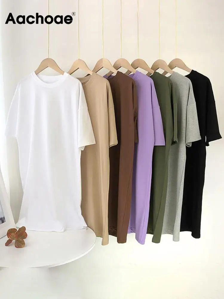 Aachoae Women Casual Loose Solid 100% Cotton T Shirt Dress O Neck Mini Dress Batwing Short Sleeve Basic Dresses Vestidos
Aachoae Women Casual Loose Solid 100% Cotton T Shirt Dress O Neck Mini Dress Batwing Short Sleeve Basic Dresses Vestidos