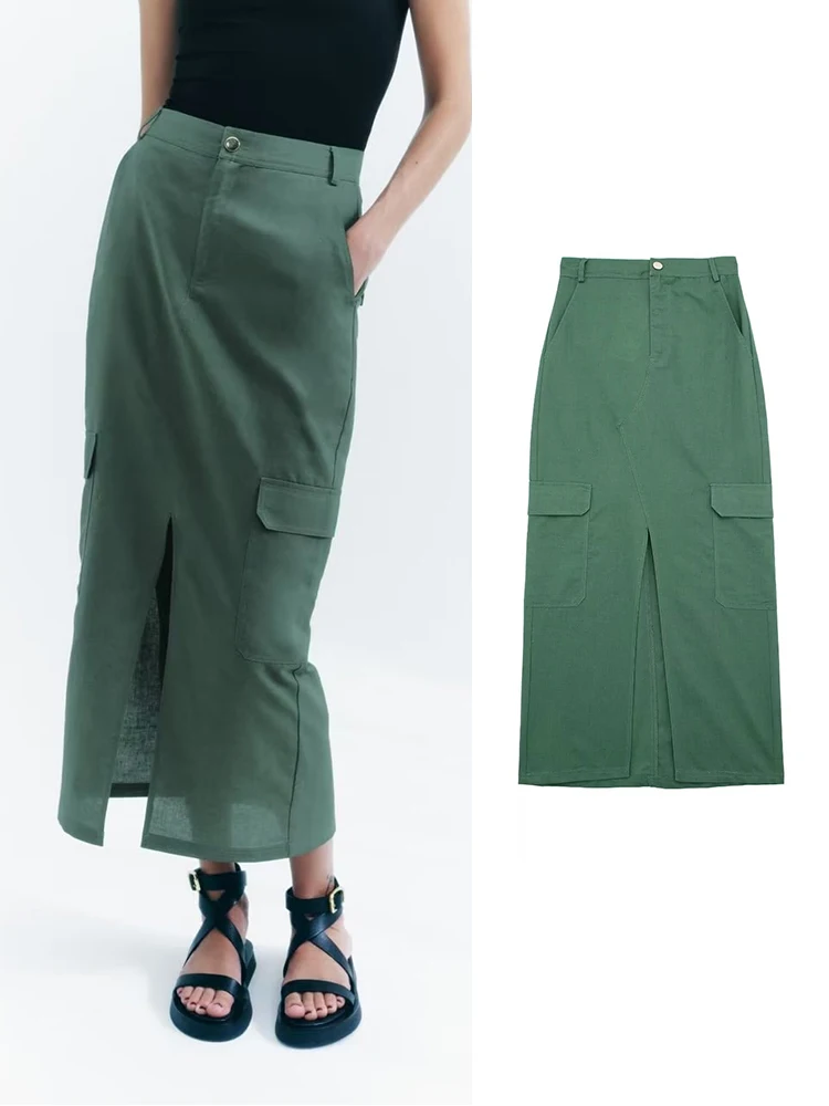 Tooling Midi Skirt Women Casual High Waist Skirt Woman Solid Linen Blend Long Skirts For Women Fashion 2023 Streetwear Skirts
Tooling Midi Skirt Women Casual High Waist Skirt Woman Solid Linen Blend Long Skirts For Women Fashion 2023 Streetwear Skirts