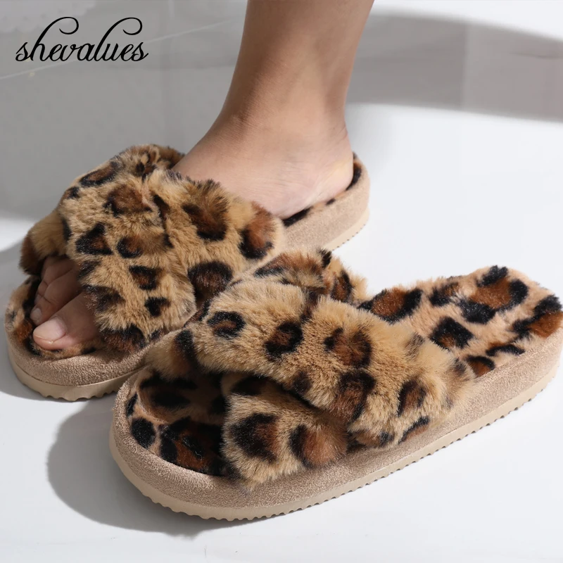 Shevalues Women Plush Slipper Autumn and Winter Warm Platform Fuzzy Slipper Leopard Print Cross Band Indoor Home Floor Flip Flop
Shevalues Women Plush Slipper Autumn and Winter Warm Platform Fuzzy Slipper Leopard Print Cross Band Indoor Home Floor Flip Flop