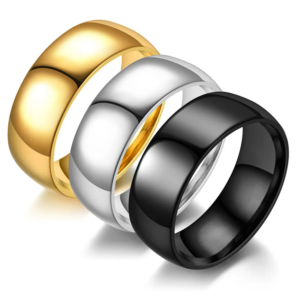 Simple Ring Classic Smooth 8mm Gold Color Stainless Steel Wedding Engagement Rings For Women and Men Jewelry Wholesale
Simple Ring Classic Smooth 8mm Gold Color Stainless Steel Wedding Engagement Rings For Women and Men Jewelry Wholesale
